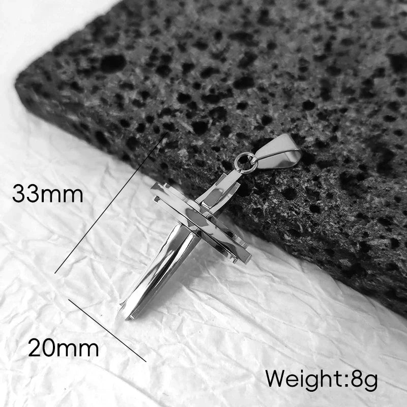 Trendy Men's 18K Gold Plated Stainless Steel Cross Pendant Necklace Christian Wedding Gift Jewelry Hiphop Style