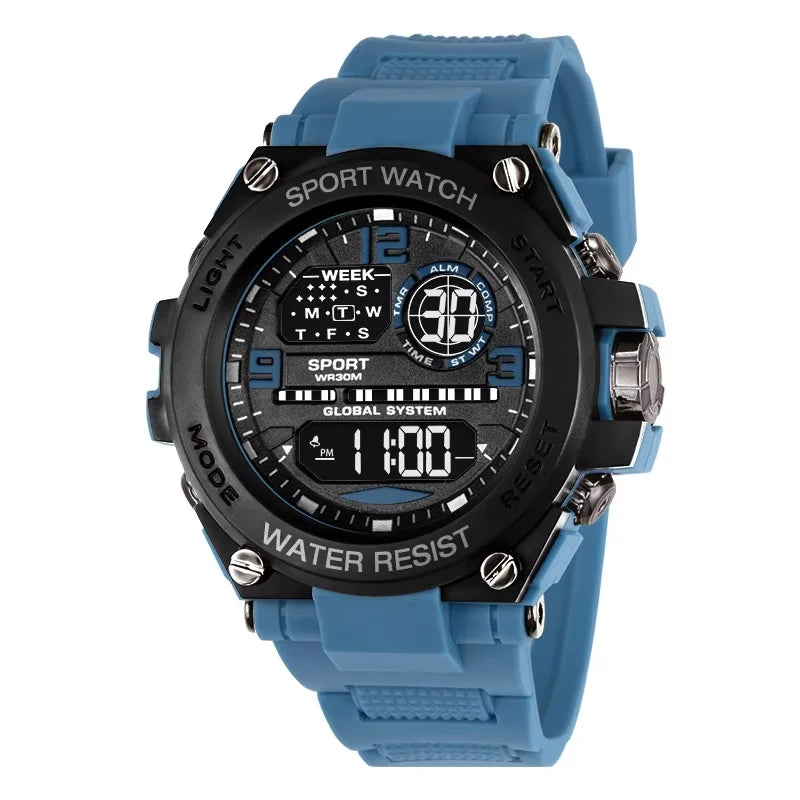 Unisex Outdoor Sports Digital Watch Big Dial LED Alarm 1237 Sport Watch for Men And Women