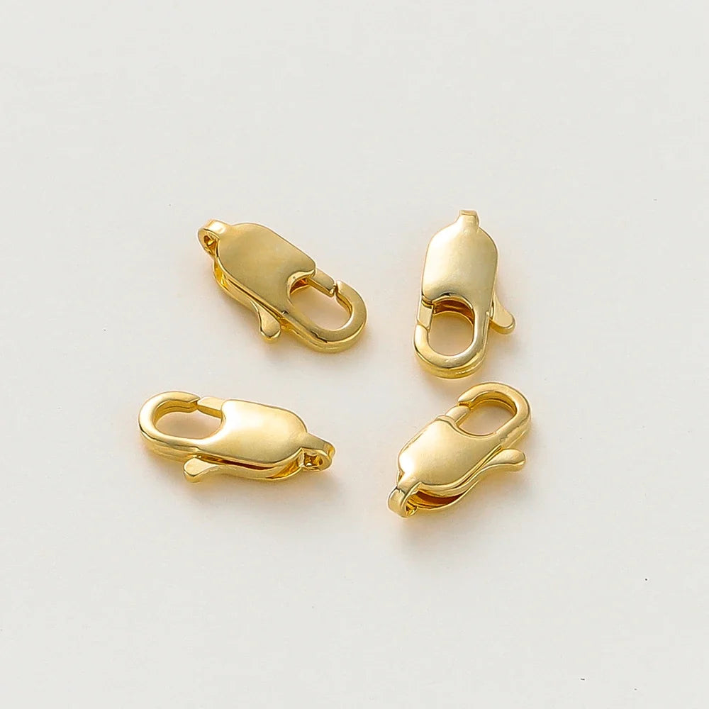10pcs/lot 14K 18K Gold Plated Lobster Clasps Jump Rings End Chain Connector Hooks For DIY Necklace Bracelet Making Components