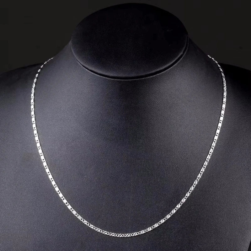 New Luxury 925 Sterling Silver Special 2MM Flat Clavicle Chains Necklaces for Men Women Wedding Jewelry Christmas Gifts 40-75cm