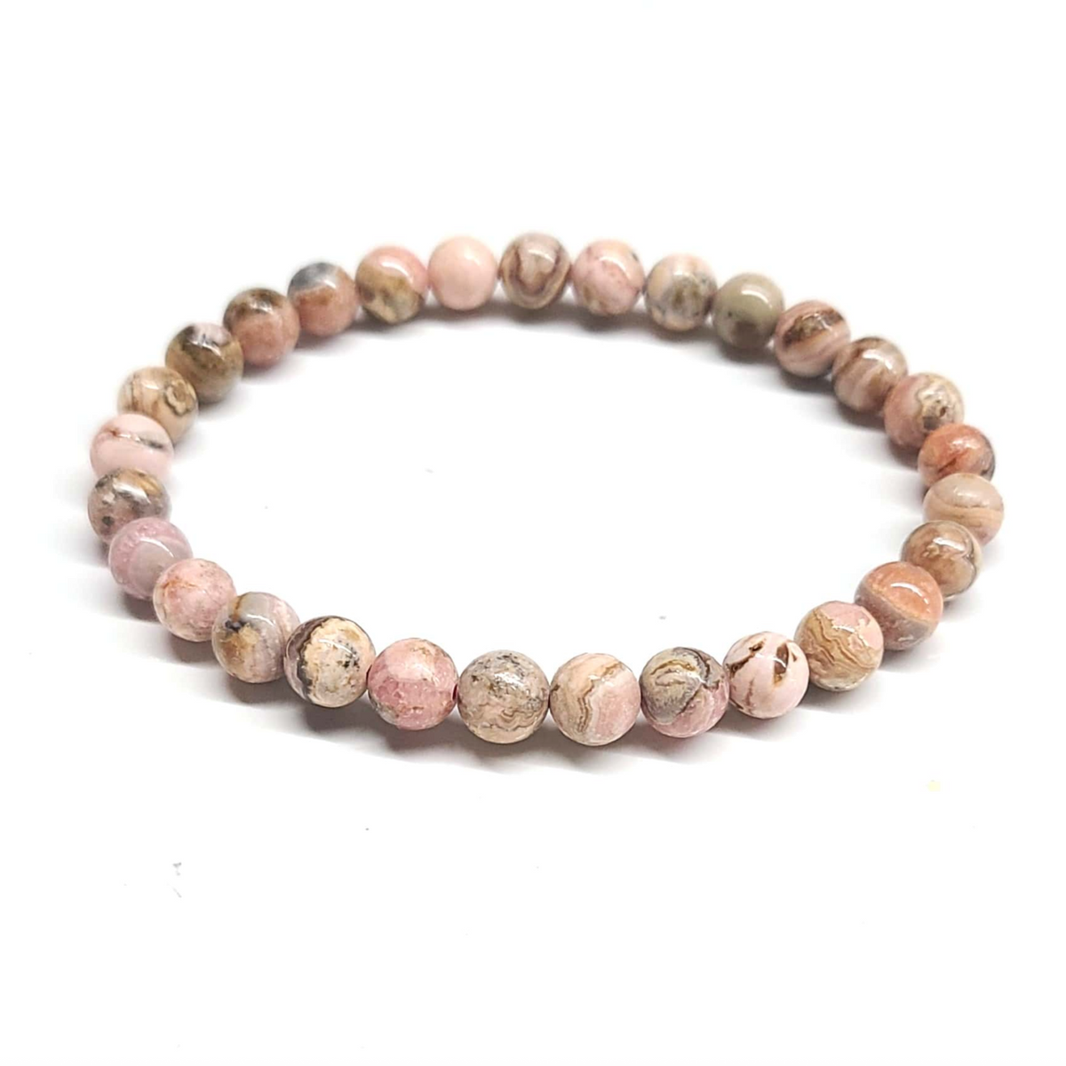 Rhodochrosite Round Bead Bracelet