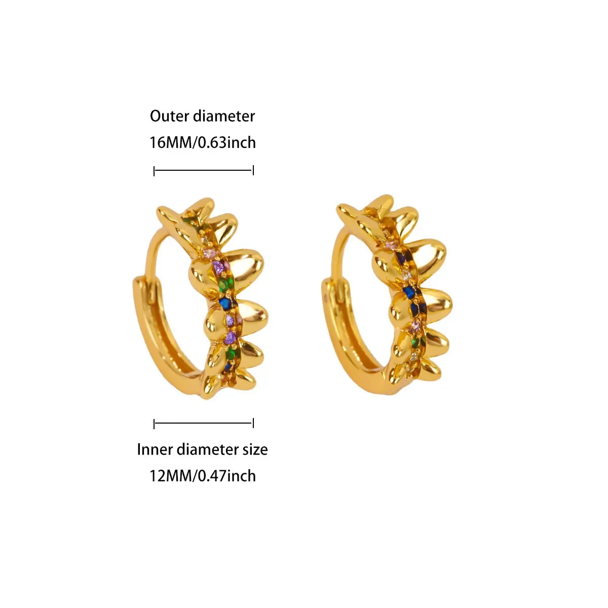 Zircon Geometric Hoop Earrings for Women Stainless Steel Gold Color Piercing Earring 2025 New Fashion Wedding Couple Jewelry