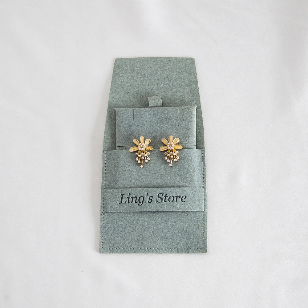 20/50/100pcs Personalized Logo Jewelry Microfiber Strip 8x8cm Bag Insert With 6x6cm Pad Card For Earrings Studs Necklace Pendant