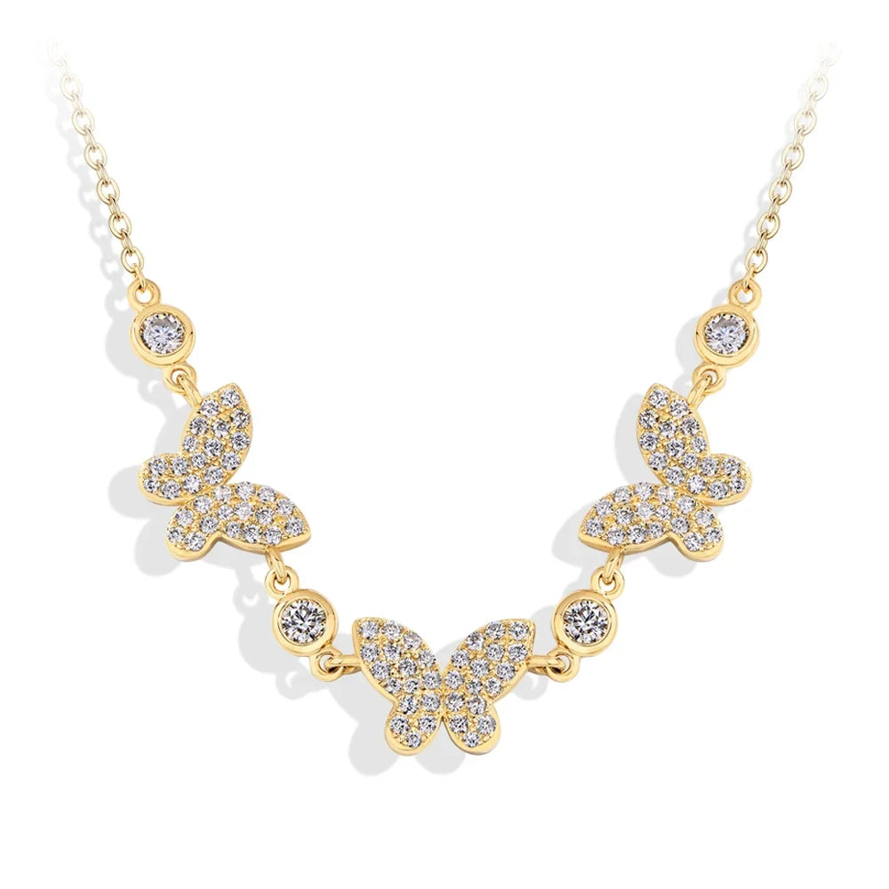 MINTYBOX S925 Silver Butterfly Moissanite Necklaces 18k Gold Plated D/VVS1 Lab Diamond 40+5cm for Women Brithday Jewelry Gift