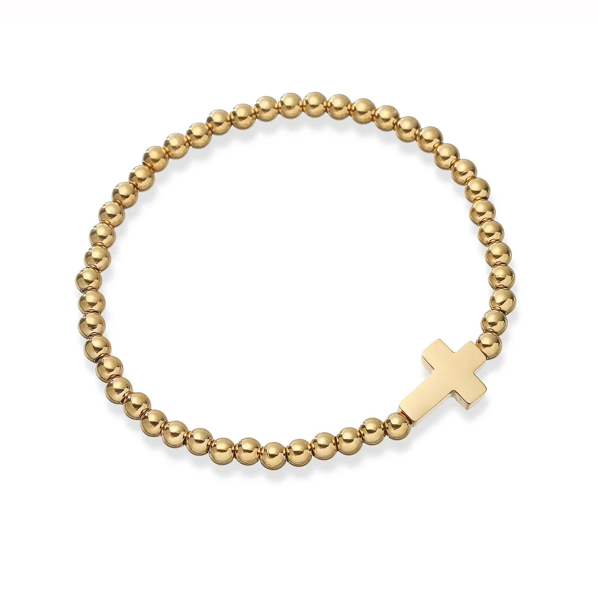 NEWBUY High Quality Non-Fading Stainless Steel Jewelry Silver/Gold Color Beads Cross Charm Bracelets For Women Men