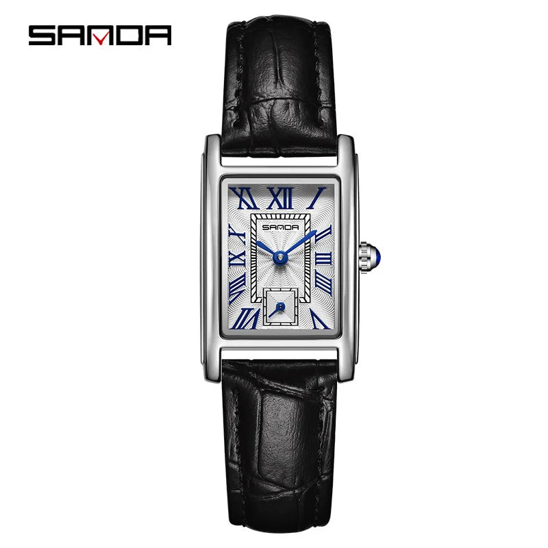 SANDA 1116 New Fashion 2025 Elegant Design Rectangle Dial Water Resistant Quartz Movement Business Women Analog Wrist Watch часы