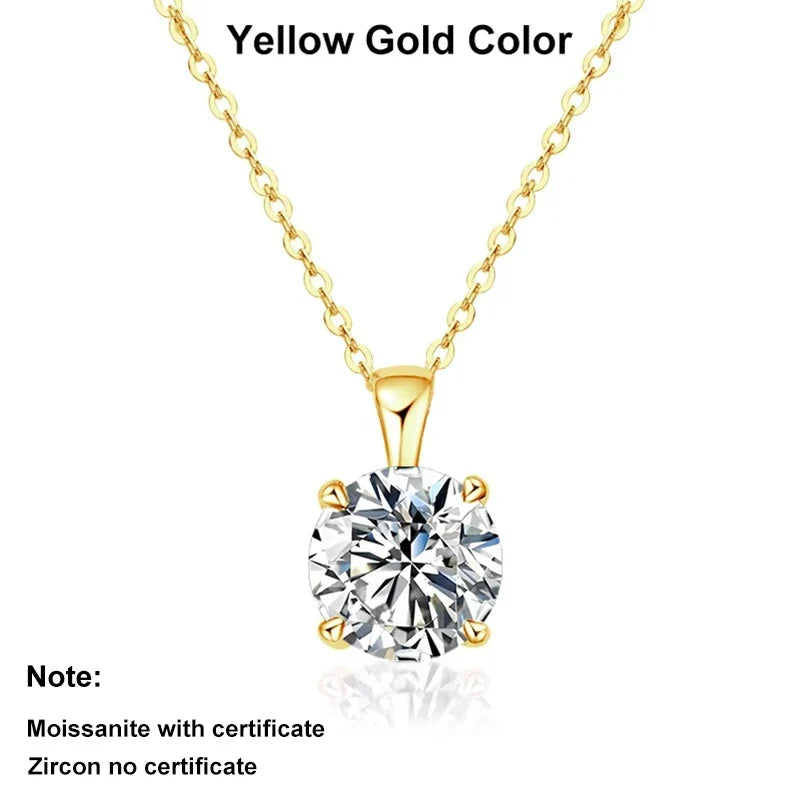NeeTim 2ct 3ct Moissanite Necklace for Women Sterling Silver 925 with Yellow Rose White Gold Plated Lab Diamond Pendant Necklace