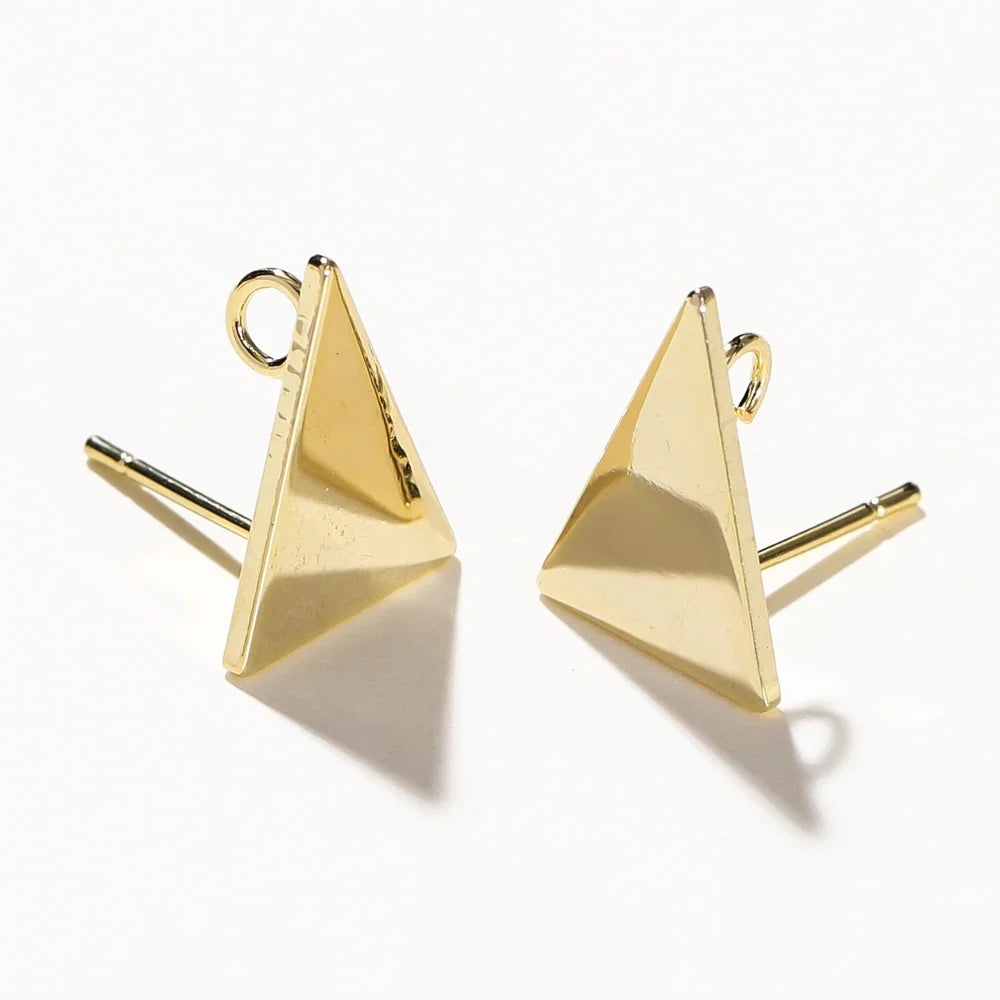 10pcs/lot 10x15MM 18K Gold Plated Brass Triangle Stud Earrings High Quality DIY For Jewelry Making Finding Earrings Accessories