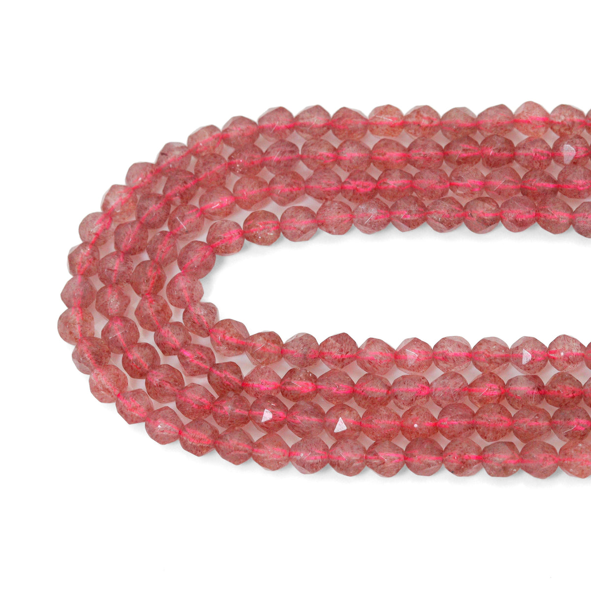 6mm/8mm/10mm Quality Natural Strawberry Quartz beads, Round 16 Faceted Diamond Cut gemstone, Pink Gemstone Beads, 15inch strand, SKU#U39