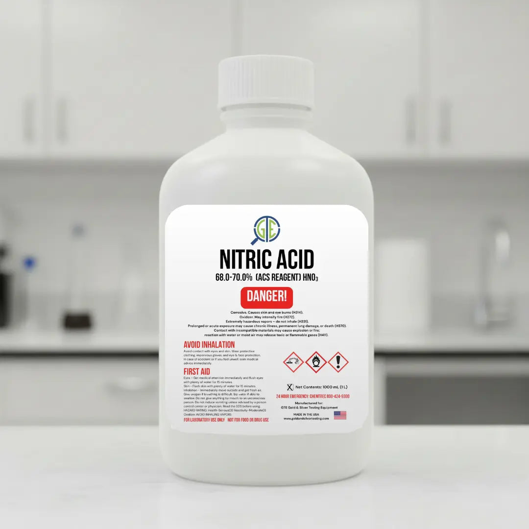 Aqua Regia Gold Refining Kit – 69.8–70% Nitric Acid & 31–37% Hydrochloric Acid (32oz/32oz) GTE