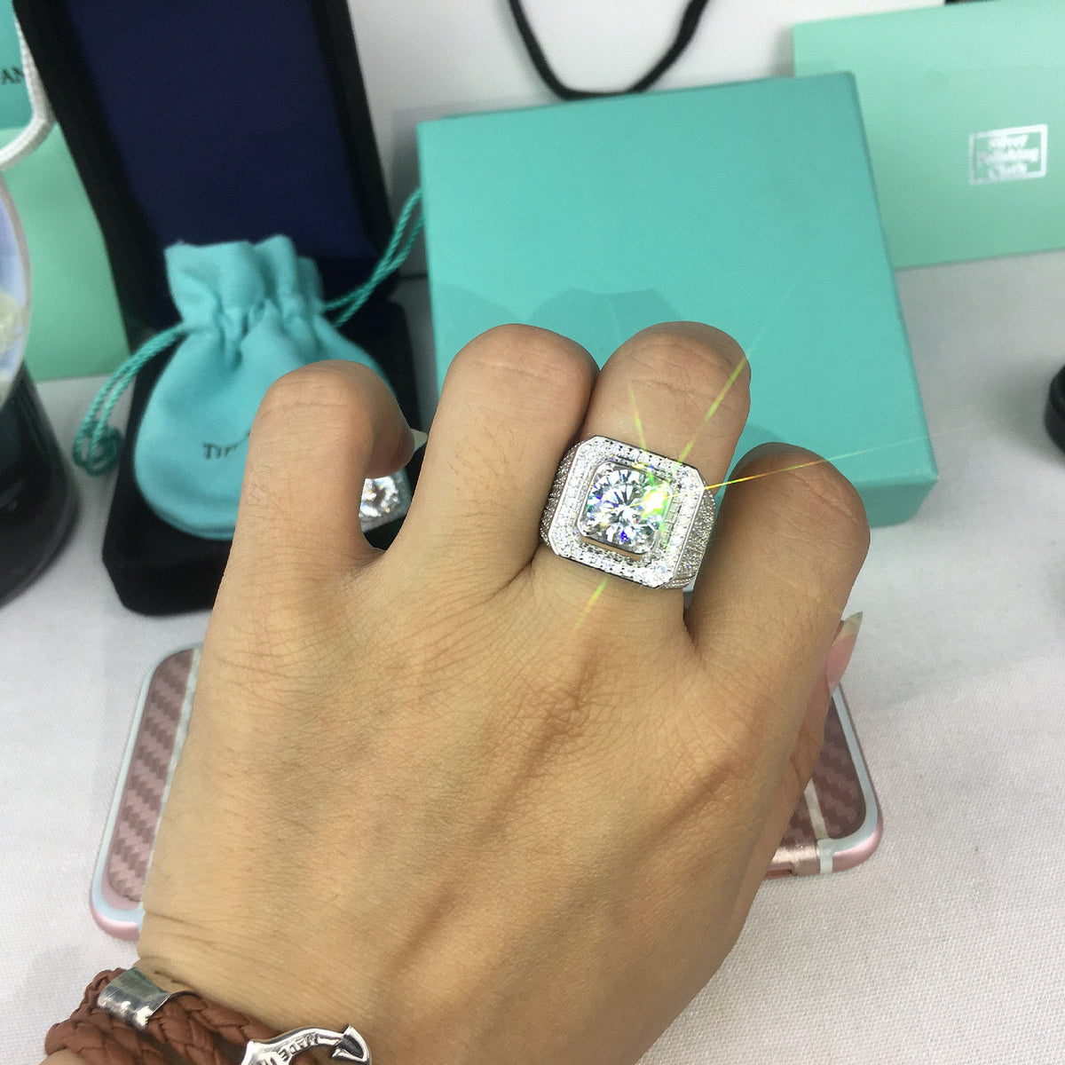 Fashion Ring, New Style Bold Men's Diamond Ring, Micro Pave Full Diamond Ring