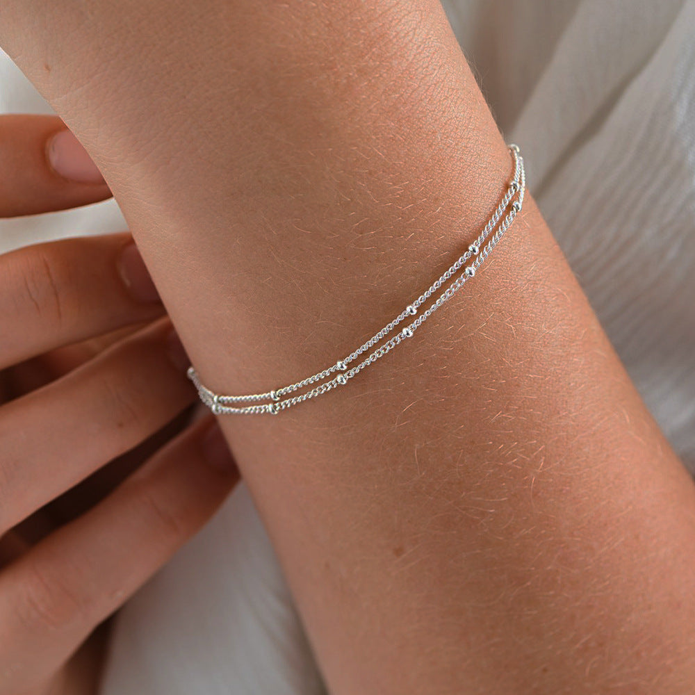 Stainless Steel Gold-colored Beaded Bracelet For Women