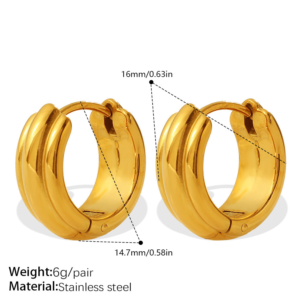 Fashion Vacation Style Geometric U-Shape & Triangle Earrings, Gold Color Fade-Resistant Sun Design, Daily Commute Earrings For Women