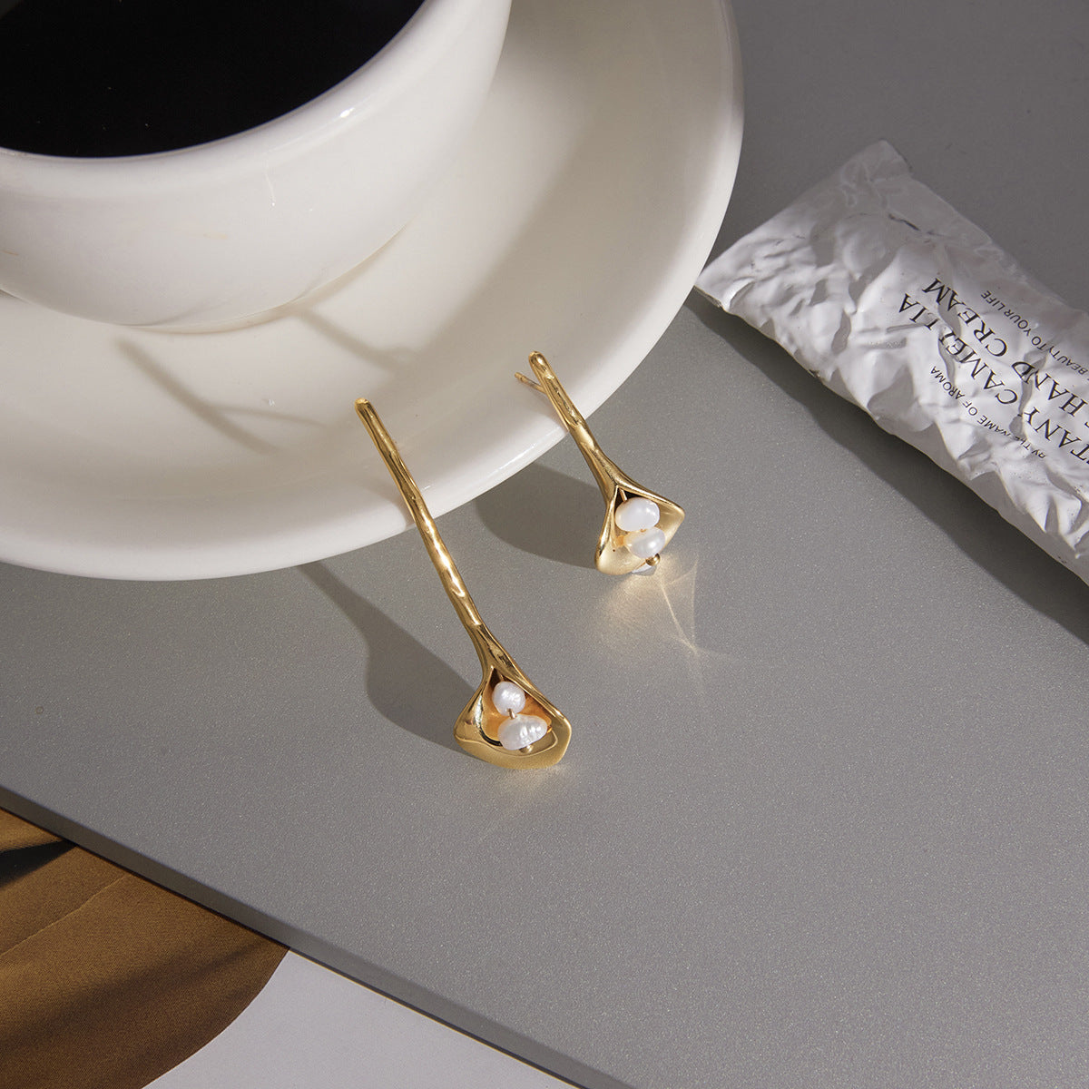 Pearl Calla Lily Drop Earrings