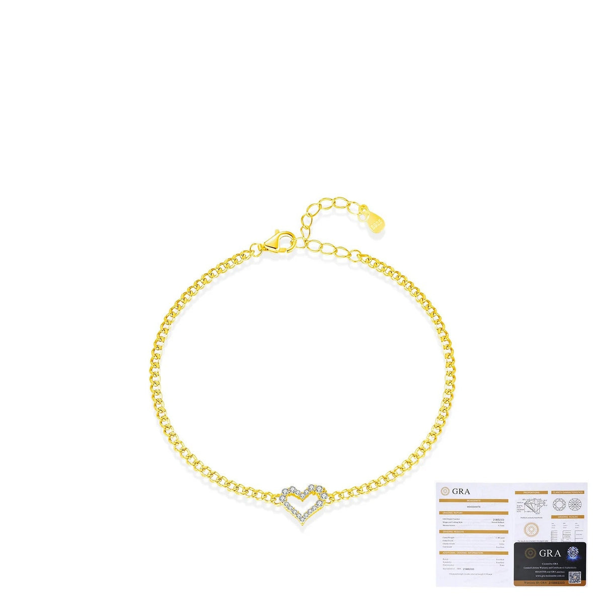 Irregular Heart D-Color VVS1 Moissanite Bracelet in Sterling Silver – Modern Minimalist Jewelry for Women
