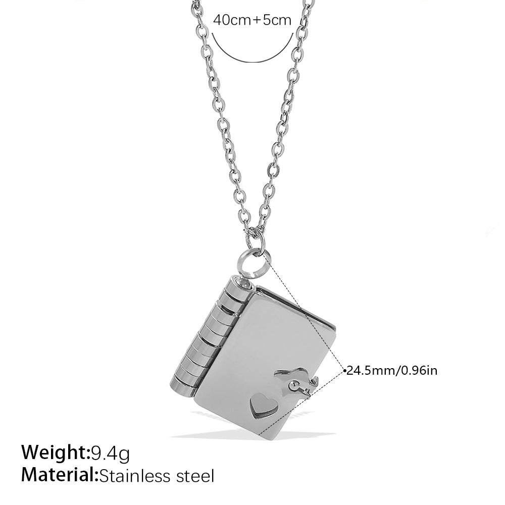 New Envelope Book Pendant Clavicle Necklace For Women, Minimalist Fashion Literary Style Necklace