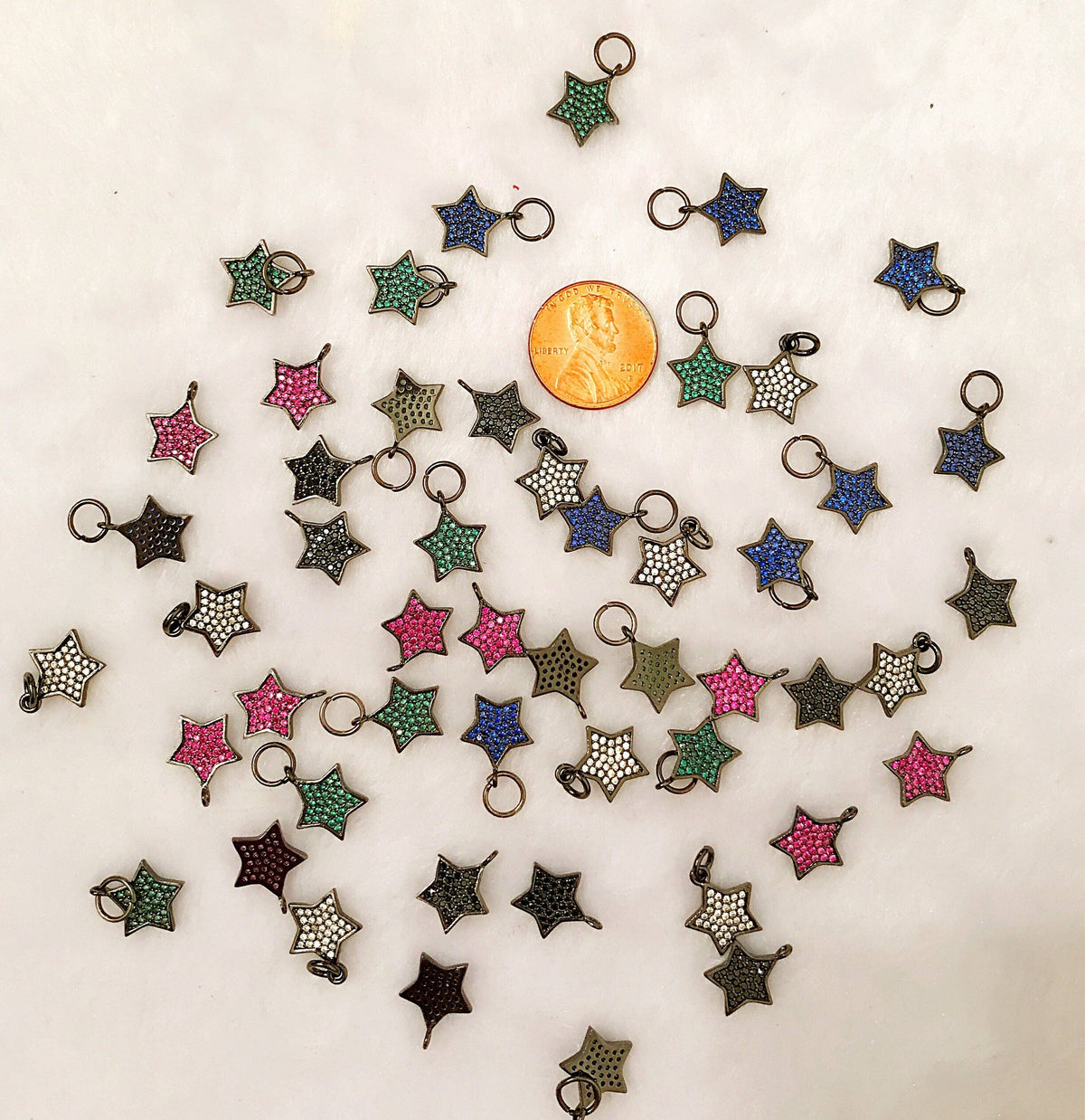 CZ Micro Pave 13x11mm Star Pendant/Charm, Cubic Zirconia Pendant/Charm, Green Black Red Blue Star Jewelry Findings, 1pc/2pcs, sku#F218/BY017