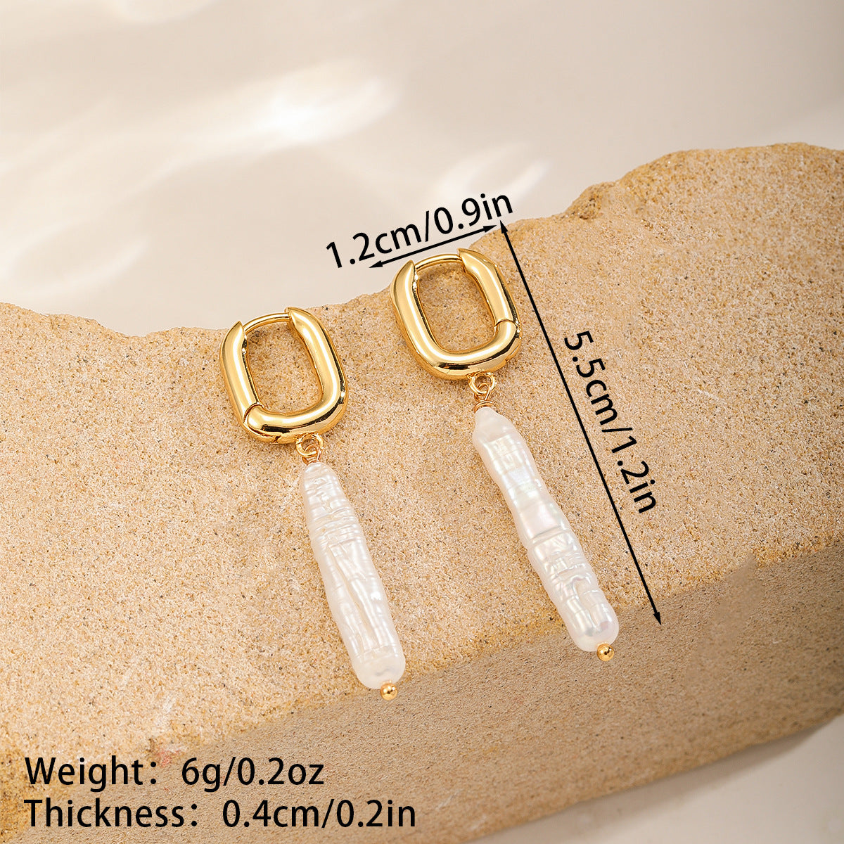 Vintage Long Bar Freshwater Pearl Earrings For Women