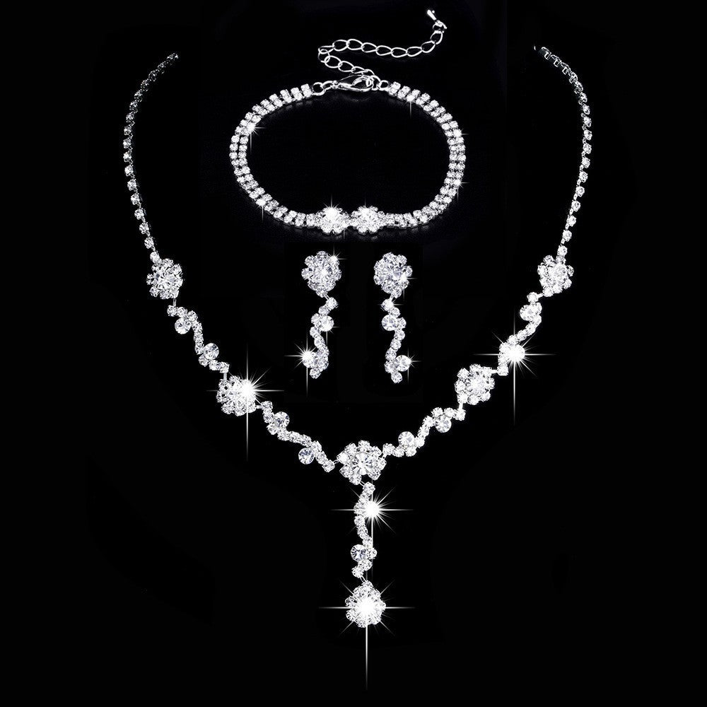 2026 Cross-Border European And American Fashion Luxury High-End Sparkling Rhinestone Pearl Necklace Women's Versatile Two-Piece Set Of Necklaces