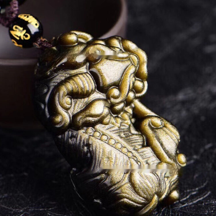 Natural Citrine Pixiu Pendant Necklace For Men