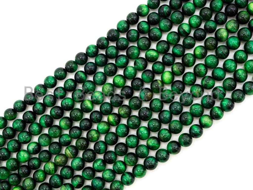 High Quality Natural Green Tiger Eye Round Beads, 4mm/6mm/8mm/10mm/12mm/14mm Round Beads, Green Tiger Eye, 15.5'' Full strand, SKU#U68