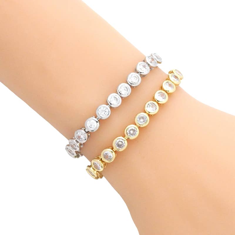 CZ Gold Silver Sliding Adjustable Bracelet, B357