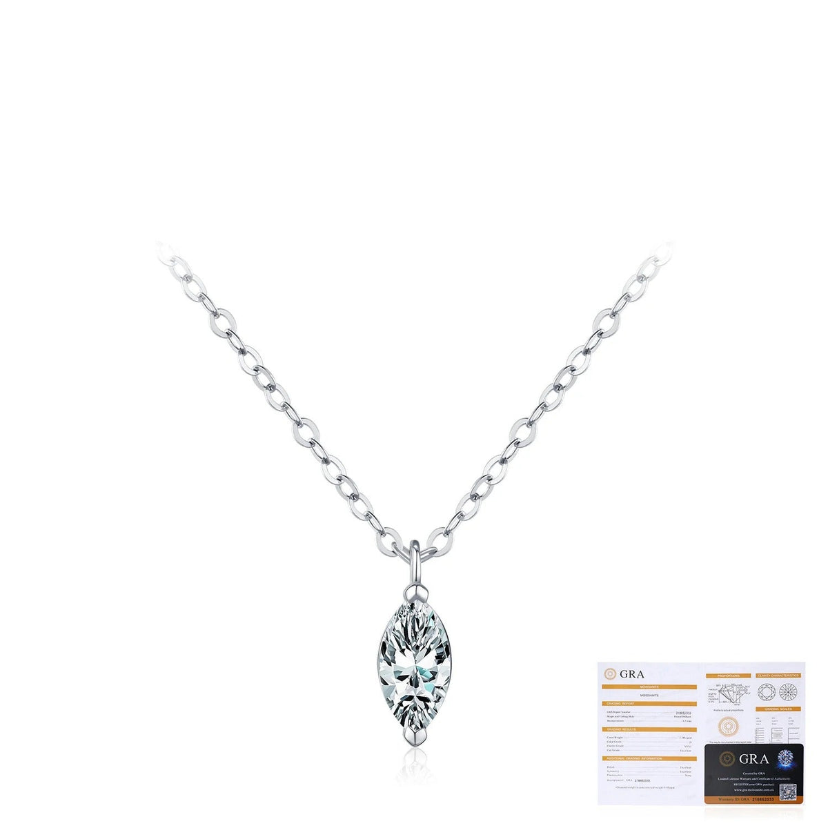 Geometric D-Color VVS1 Moissanite Pendant Necklace in Sterling Silver – Delicate Clavicle Chain
