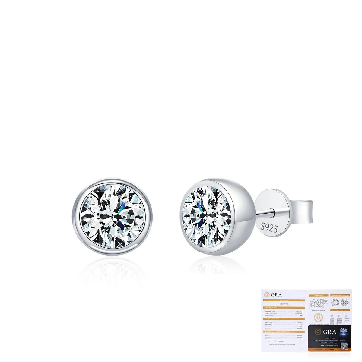 Round D-Color VVS1 Moissanite Stud Earrings in Sterling Silver – Minimalist Geometric Design