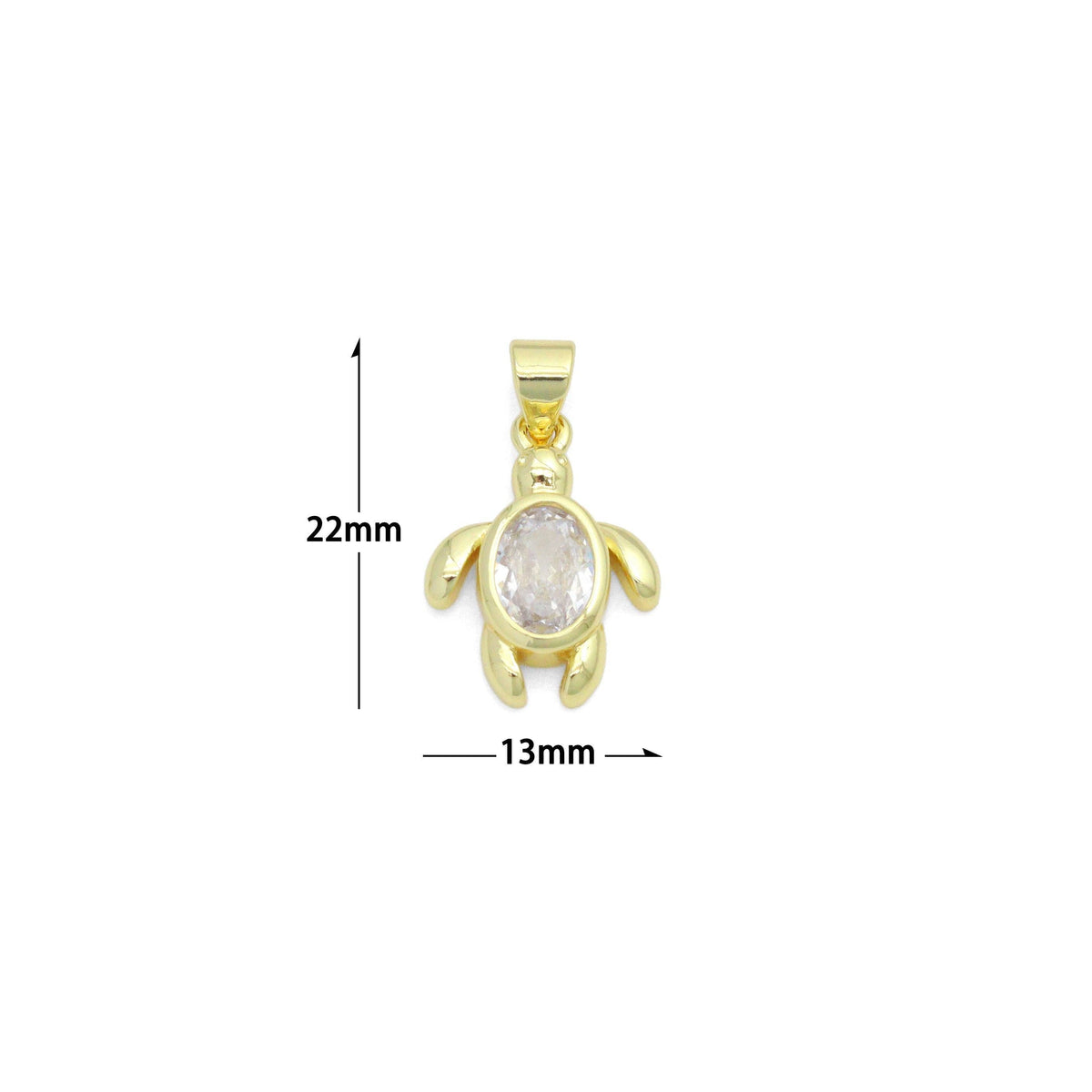 Clear Oval CZ Tortoise Turtle Charm Pendant,Sku#LD716