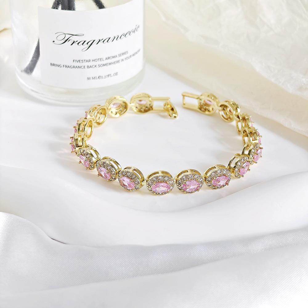 Colorful CZ Halo Tennis Chain Bracelet, Multicolor Gemstone Bridal Jewelry, Unique Pattern Gift for Her, Cubic Zirconia Bridesmaid Bracelet