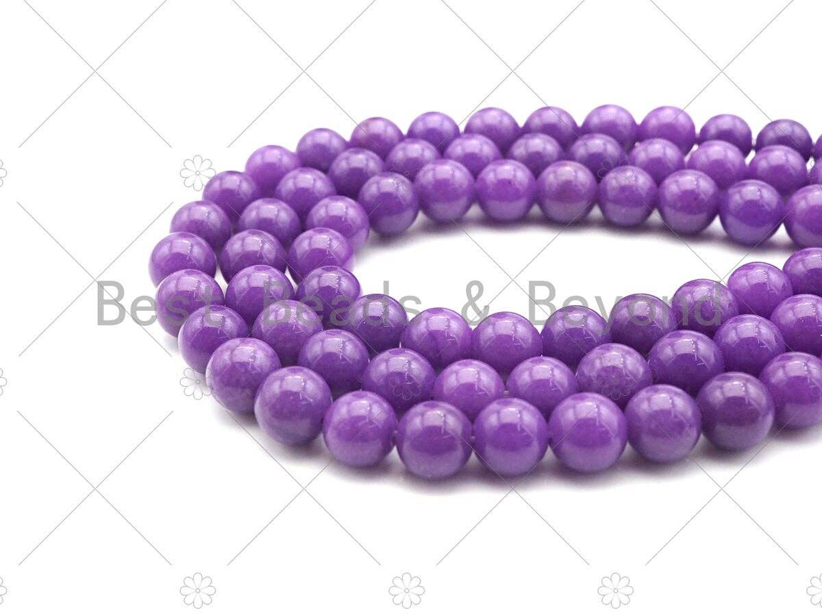 Natrual Royal Blue/Purple Jade, 6mm/8mm/10mm Round Smooth Jade, Dyed Jade, 15.5'' Full Strand, Sku#U998