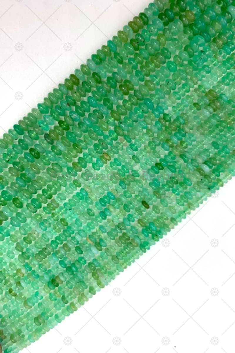 High Quality Chrysoprase Rondelle Smooth Beads, 2x4mm/3x5mm Natural Chrysoprase Beads, 15.5'' Full Strand, Sku#U1249