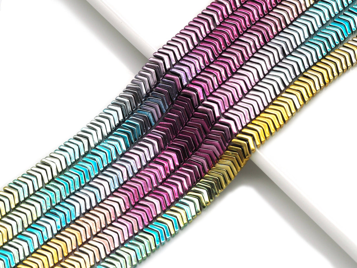Rainbow V Shape 6x1mm Hematite, Sku#S142