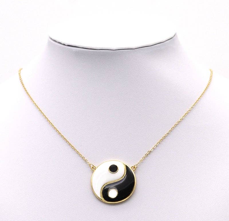 Large Enamel Tai Ji Yin Yang Shape Charm, Sku#LK697