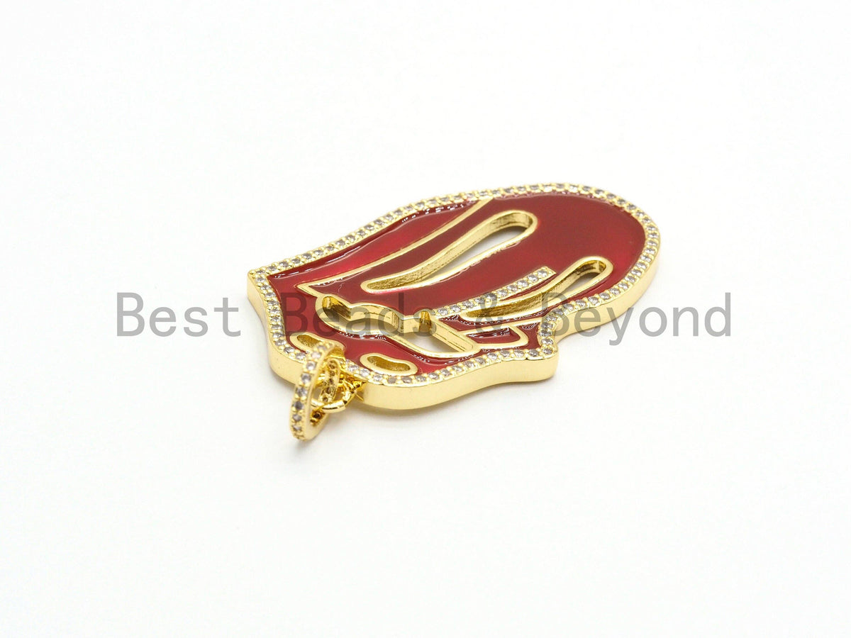 LARGE NEW Enamel Colorful Mick Jagger Rolling Tongue Pendant,CZ Micro Pave Tongue pendant,Enamel pendant,Enamel Jewelry, 32x47mm, #F583