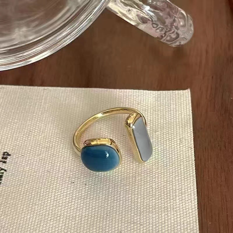 Women's Ring With High-End & Unique Design, Cold Minimalist Style, Japanese Light Luxury, European American INS Trend, Emerald Ring