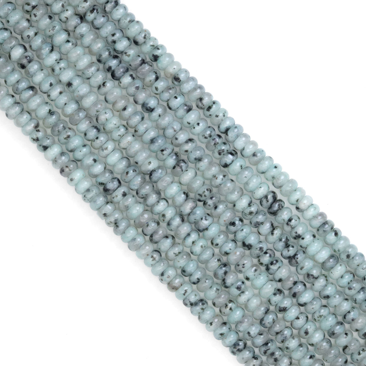 Smooth Rondelle Black Spotted Agate Beads, Sku#U1912