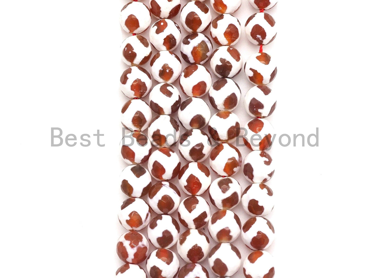 Quality Dzi Red White Dots Agate Beads, Round Smooth Tibetan Agate, 6mm/8mm/10mm/12mm beads, 15.5inch strand, SKU#U432