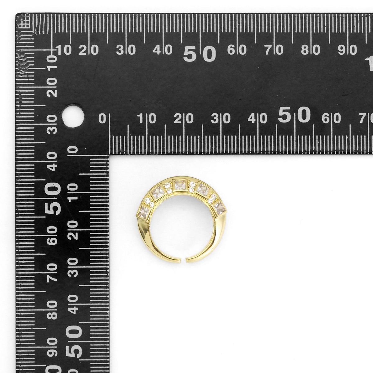 Gold Silver Clear CZ Dome Adjustable Ring, Sku#B369