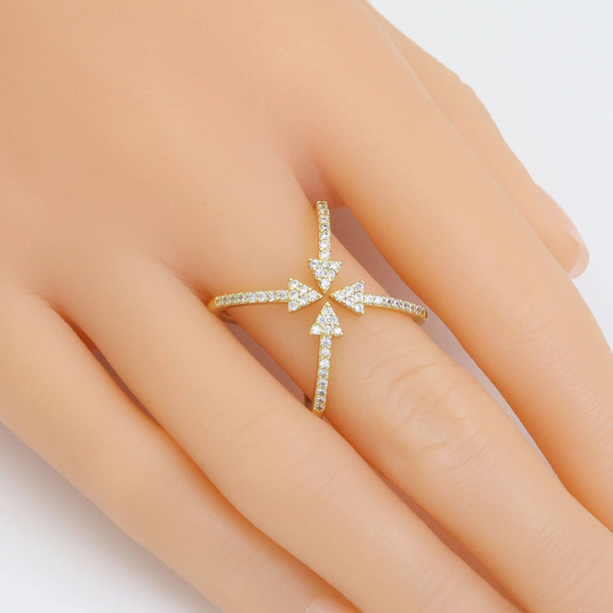 Clear CZ Arrows Criss Cross Ring, Sku#A181