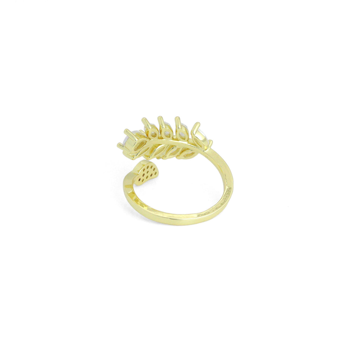 Clear CZ Wheat leaf Statement Adjustable Ring, Sku#A492