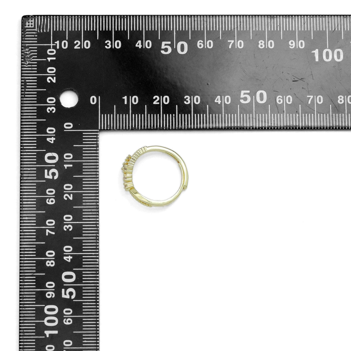 Dainty Clear CZ Gold Silver Cresent Moon star Adjustable Ring, Sku#A278