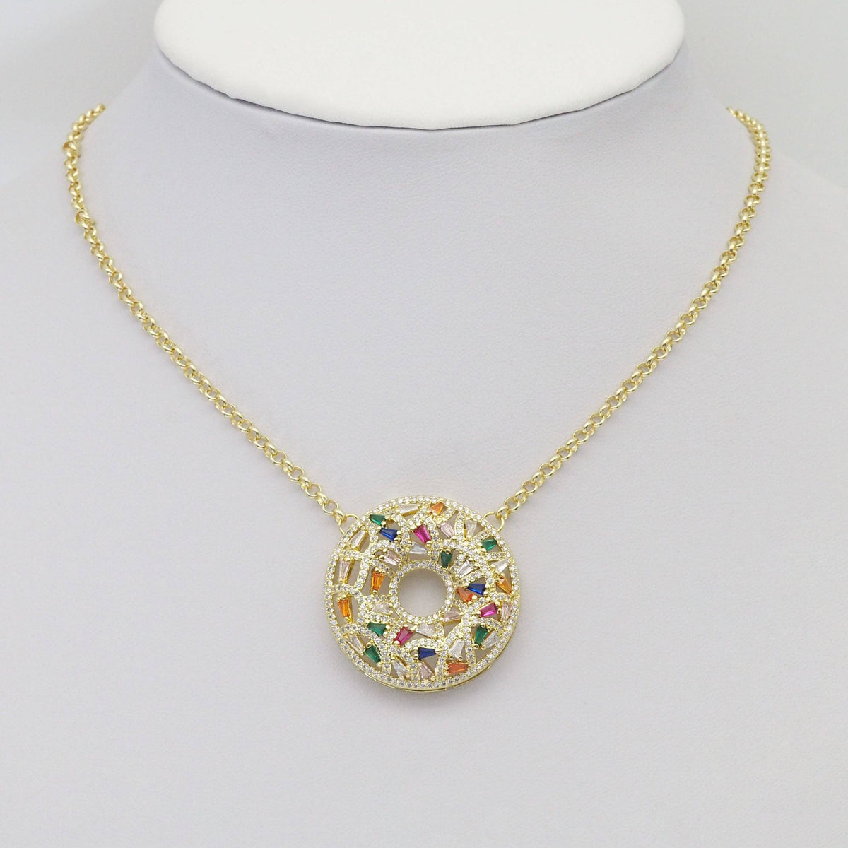 Baguette CZ Donut Shape Pendant, Sku#LX319