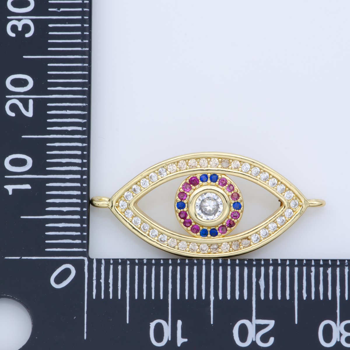 Black Legendary Evil Eye Lucky Charm Safe Protection Turkey DIY Cubic Zirconia Bracelet Charm Bead Finding Connector For Jewelry Making F-252