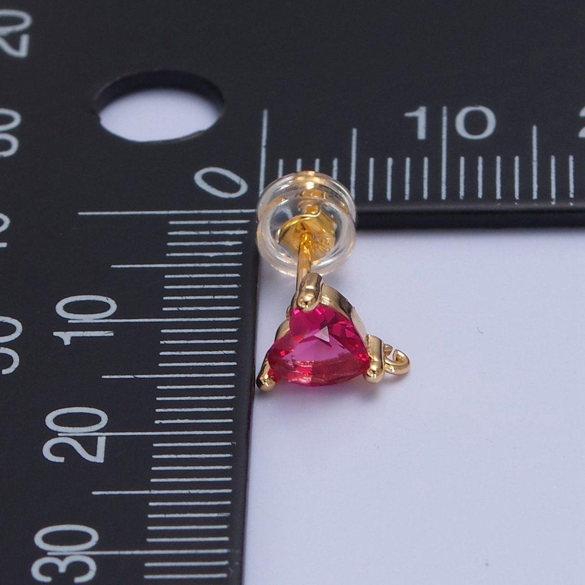 Blue / Fuchsia / Clear Heart Cubic Zirconia Gold Studs Open Loop Drop Earrings Supply L-763~L-765