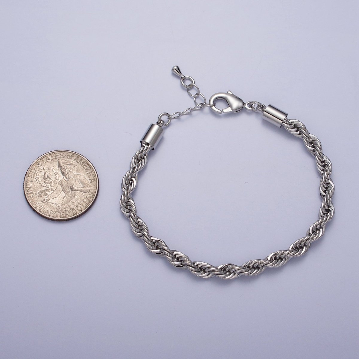 Bold Gold Twisted Rope Chain Bracelet Silver Chunky Rope Chain bracelet 5mm thickness | WA-1540 WA-1541 Clearance Pricing