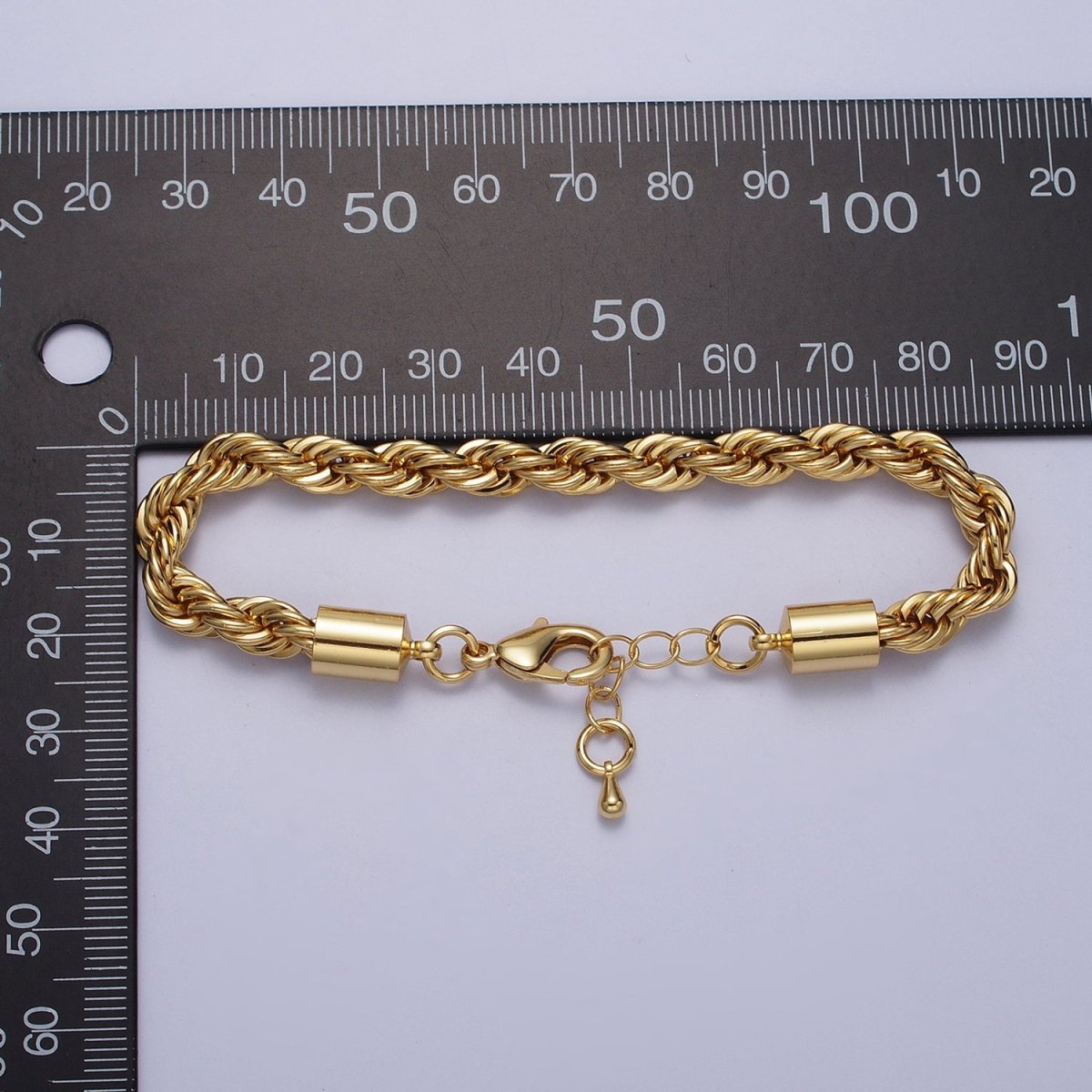 Bold Gold Twisted Rope Chain Bracelet Silver Chunky Rope Chain bracelet 6mm thickness | WA-1542 WA-1543 Clearance Pricing
