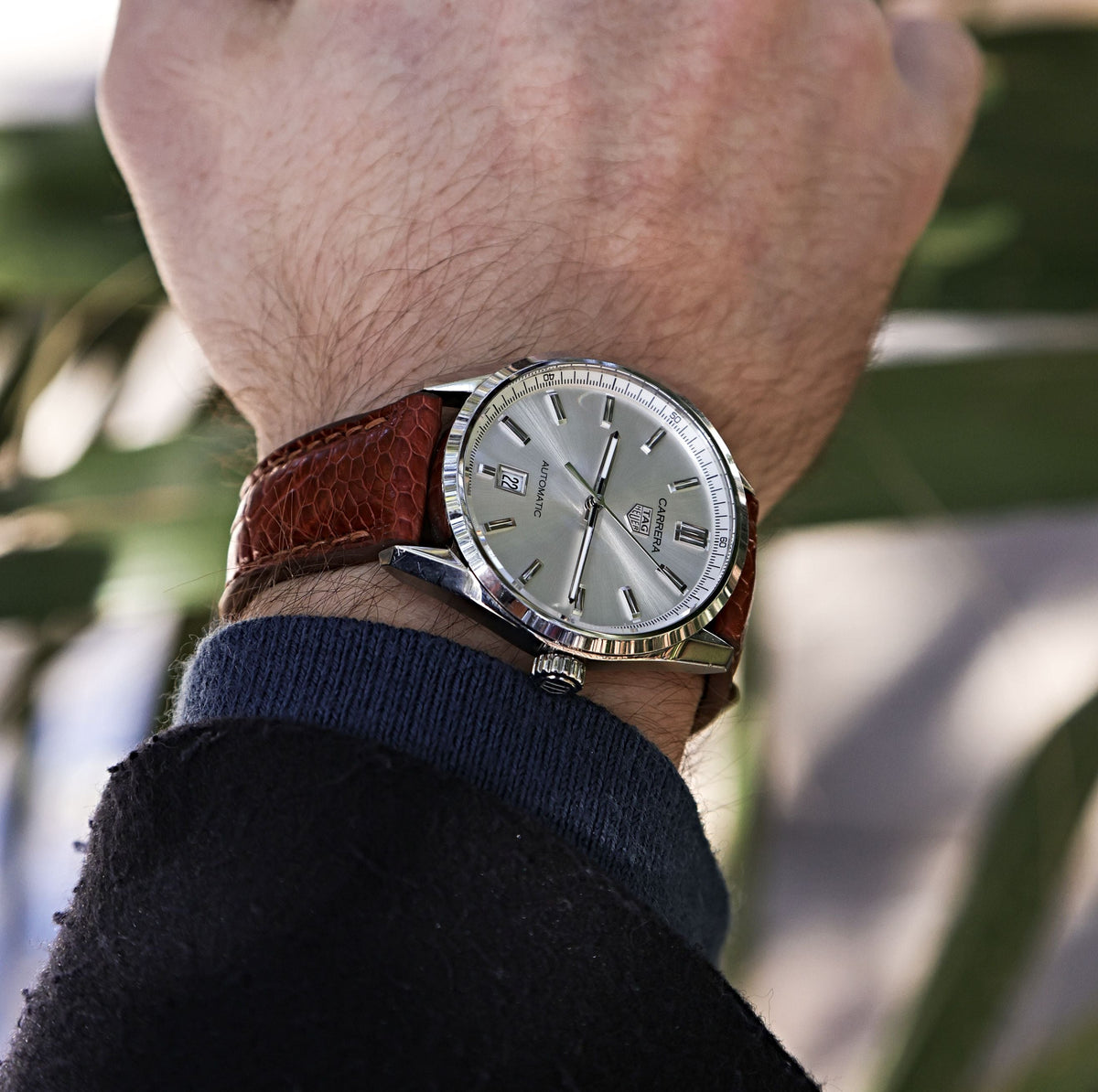 Cognac Brown Bespoke Ostrich Shin Leather Watch Strap 22mm