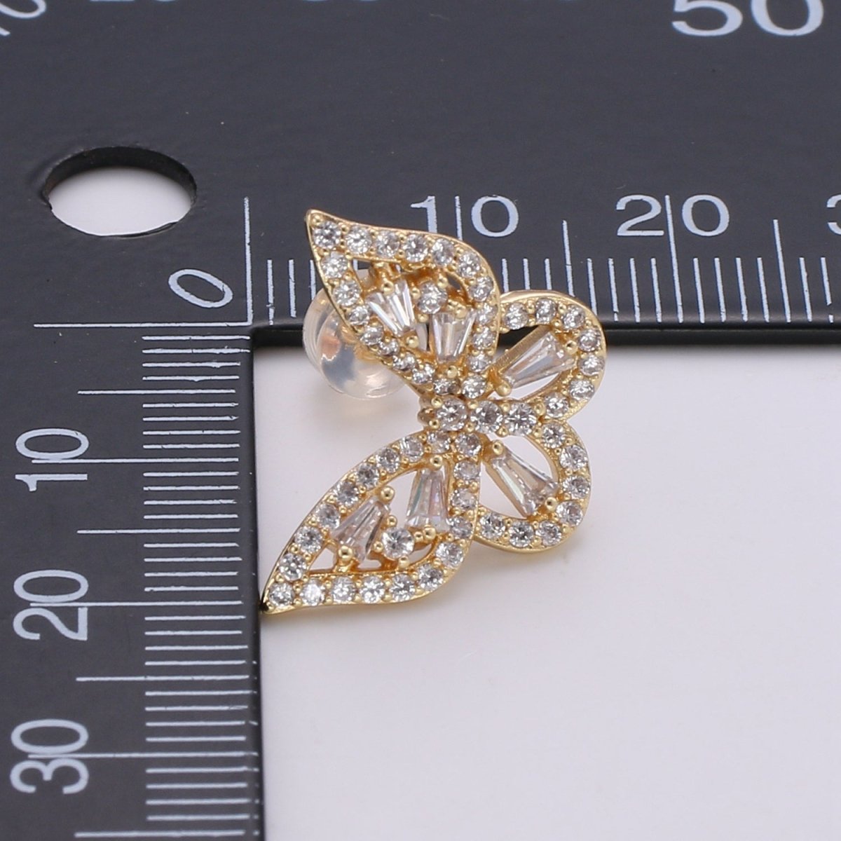 Butterfly Stud, Pavé cz diamonds, cubic zirconia gold Stud earrings, gold Insect Earring, Micro Pave stones, Valentine gift Q-347