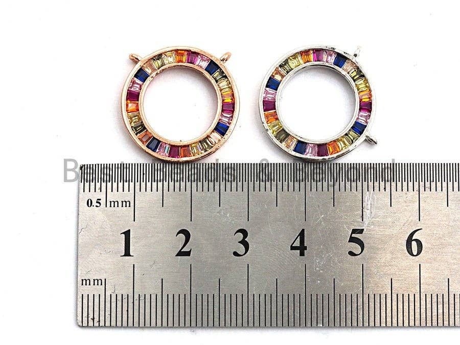 Colorful CZ Micro Pave Circular Ring Pendant, Cz Pave Pendant, Gold/Rose Gold/Silver/Gunmetal plated, 21x21mm, Sku#F783